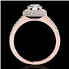 Image 2 : 1.6 ctw Certified Diamond Solitaire Halo Ring 10k Rose Gold - REF-203N2F