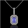 Image 2 : 6.05 ctw Tanzanite & Diamond Victorian Necklace 14K White Gold - REF-309M3G