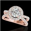 Image 1 : 2.01 ctw Certified Diamond Solitaire Halo Ring 10k Rose Gold - REF-231M8G