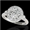 Image 1 : 1.5 ctw Certified Diamond Solitaire Halo Ring 10k White Gold - REF-177M3G