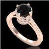 Image 1 : 1.5 ctw Fancy Black Diamond Engagment Art Deco Ring 18k Rose Gold - REF-109N3F