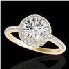 Image 1 : 2.15 ctw Certified Diamond Solitaire Halo Ring 10k Yellow Gold - REF-347X8A