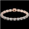 Image 2 : 15.25 ctw Aquamarine & Diamond Eternity Micro Bracelet 14k Rose Gold - REF-176M4G