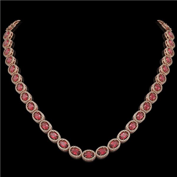 31.1 ctw Tourmaline & Diamond Micro Pave Halo Necklace 10k Rose Gold - REF-600M2G