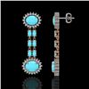 Image 2 : 7.39 ctw Turquoise & Diamond Earrings 14K Rose Gold - REF-143F3M