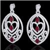 Image 1 : 7 ctw Ruby & Micro Pave VS/SI Diamond Heart Earrings 18k White Gold - REF-418R2K