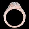 Image 2 : 2.15 ctw Certified Diamond Solitaire Halo Ring 10k Rose Gold - REF-257K8Y