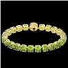 Image 2 : 40 ctw Peridot & Micro Pave Diamond Bracelet 14k Yellow Gold - REF-259H8R