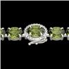 Image 1 : 27 ctw Green Tourmaline & VS/SI Diamond Micro Bracelet 14k White Gold - REF-243Y5X