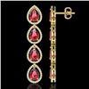 Image 2 : 10.48 ctw Tourmaline & Diamond Micro Pave Halo Earrings 10k Yellow Gold - REF-281K8Y