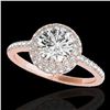 Image 1 : 2.15 ctw Certified Diamond Solitaire Halo Ring 10k Rose Gold - REF-347K8Y
