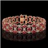 Image 1 : 17.74 ctw Ruby & Diamond Row Bracelet 10K Rose Gold - REF-245G5W