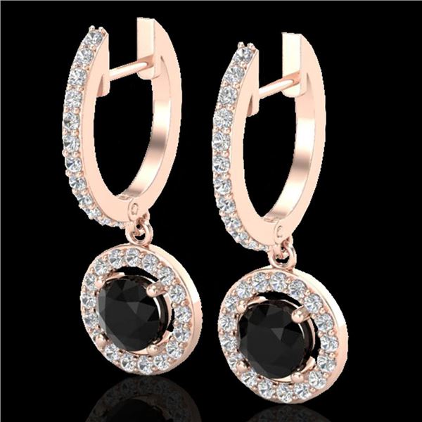 1.75 ctw Micro Pave VS/SI Diamond Certified Earrings 14k Rose Gold - REF-98M2G