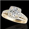 Image 1 : 1.75 ctw Certified Diamond Solitaire Halo Ring 10k Yellow Gold - REF-204R5K