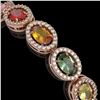 Image 3 : 14.25 ctw Multi Color Sapphire & Diamond Micro Pave Bracelet 10k Rose Gold - REF-304H5R