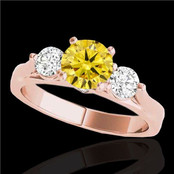 1.50 ctw Certified SI Intense Yellow Diamond 3 Stone Ring 10k Rose Gold - REF-225R2K