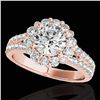Image 1 : 2.51 ctw Certified Diamond Solitaire Halo Ring 10k Rose Gold - REF-381H8R