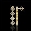 Image 2 : 4.01 ctw Princess Cut Diamond Micro Pave Earrings 18K Yellow Gold - REF-346F3M
