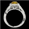 Image 2 : 2 ctw Certified SI/I Fancy Intense Yellow Diamond Halo Ring 10k White Gold - REF-259X3A