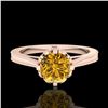 Image 2 : 1.14 ctw Intense Fancy Yellow Diamond Art Deco Ring 18k Rose Gold - REF-218F2M