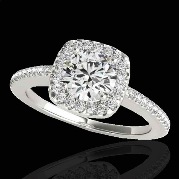 1.25 ctw Certified Diamond Solitaire Halo Ring 10k White Gold - REF-190N9F