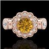 Image 2 : 1.5 ctw Intense Fancy Yellow Diamond Art Deco Ring 18k Rose Gold - REF-309Y3X