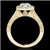 Image 2 : 2.22 ctw Certified Diamond Solitaire Halo Ring 10k Yellow Gold - REF-368H2R