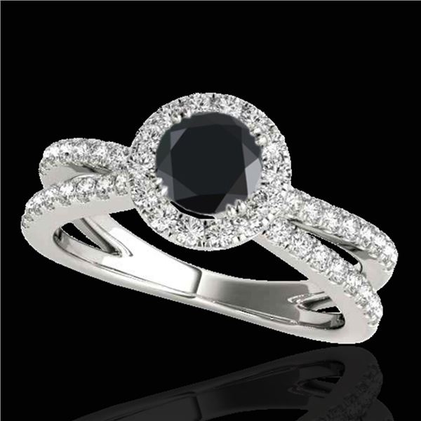 1.55 ctw Certified VS Black Diamond Solitaire Halo Ring 10k White Gold - REF-60G4W