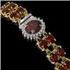 Image 2 : 14.69 ctw Garnet & Diamond Bracelet 14K Yellow Gold - REF-209A3N