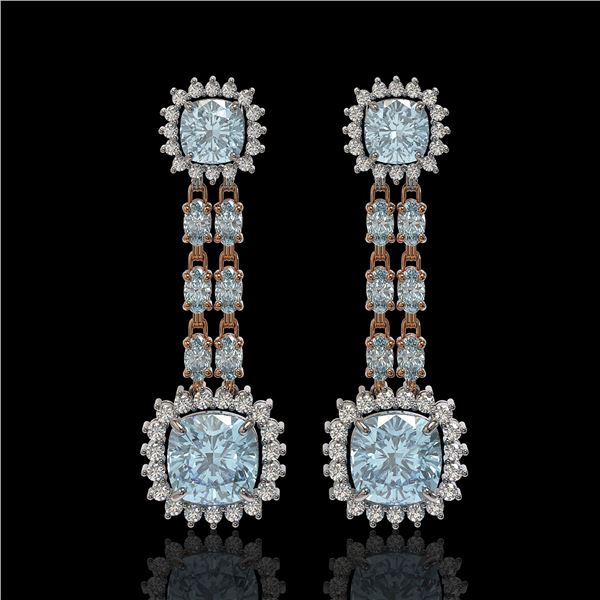 16.22 ctw Aquamarine & Diamond Earrings 14K Rose Gold - REF-321H3R