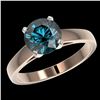 Image 2 : 2 ctw Certified Intense Blue Diamond Engagment Ring 10k Rose Gold - REF-331A4N