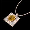 Image 2 : 1.02 ctw Intense Fancy Yellow Diamond Art Deco Necklace 18k Rose Gold - REF-143G6W