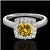 Image 1 : 1.37 ctw Certified SI/I Fancy Intense Yellow Diamond Ring 10k White Gold - REF-197W8H