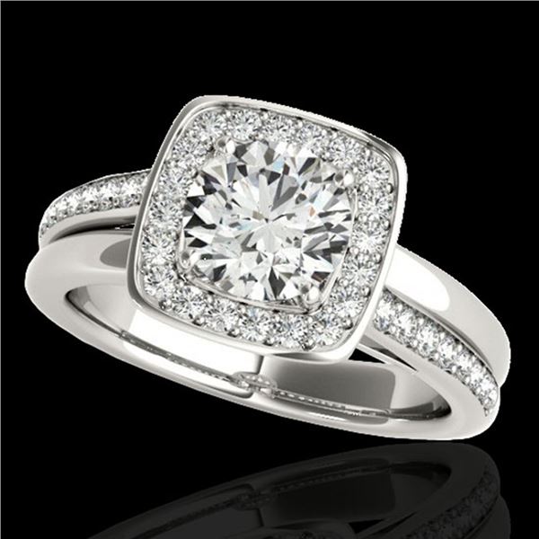 1.33 ctw Certified Diamond Solitaire Halo Ring 10k White Gold - REF-197N8F