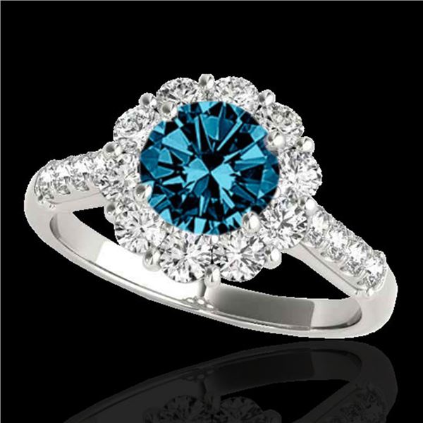 2.75 ctw SI Certified Fancy Blue Diamond Halo Ring 10k White Gold - REF-209A9N