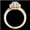 Image 2 : 2 ctw Certified Diamond Solitaire Halo Ring 10k Yellow Gold - REF-238R6K