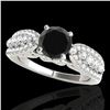 Image 1 : 1.7 ctw Certified VS Black Diamond Solitaire Ring 10k White Gold - REF-75H2R