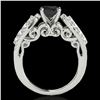 Image 2 : 1.7 ctw Certified VS Black Diamond Solitaire Ring 10k White Gold - REF-75H2R