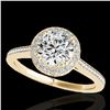 Image 1 : 1.55 ctw Certified Diamond Solitaire Halo Ring 10k Yellow Gold - REF-204W5H
