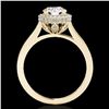 Image 2 : 1.55 ctw Certified Diamond Solitaire Halo Ring 10k Yellow Gold - REF-204W5H