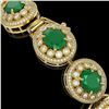 Image 3 : 49.17 ctw Emerald & Diamond Victorian Bracelet 14K Yellow Gold - REF-1404F4M