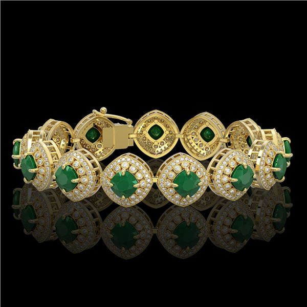 37.35 ctw Emerald & Diamond Victorian Bracelet 14K Yellow Gold - REF-956K8Y