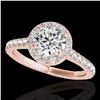 Image 1 : 1.4 ctw Certified Diamond Solitaire Halo Ring 10k Rose Gold - REF-190N9F