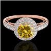 Image 1 : 1.65 ctw Certified SI/I Fancy Intense Yellow Diamond Ring 10k Rose Gold - REF-218R2K