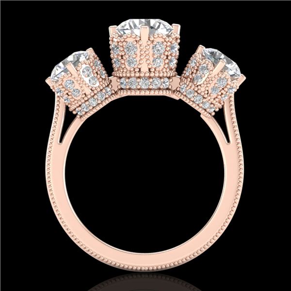 3.06 ctw VS/SI Diamond Solitaire Art Deco 3 Stone Ring 18k Rose Gold - REF-576Y4X