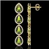 Image 2 : 10.48 ctw Tourmaline & Diamond Micro Pave Halo Earrings 10k Yellow Gold - REF-195N6F