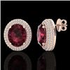 Image 2 : 9 ctw Garnet & Micro Pave VS/SI Diamond Earrings 14k Rose Gold - REF-142Y5X