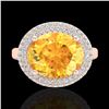 Image 2 : 4 ctw Citrine & Micro Pave VS/SI Diamond Certified Ring 14k Rose Gold - REF-89H8R