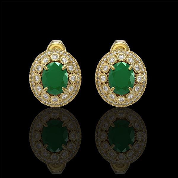 8.84 ctw Certified Emerald & Diamond Victorian Earrings 14K Yellow Gold - REF-227Y3X