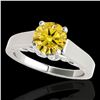 Image 1 : 1 ctw Certified SI/I Fancy Intense Yellow Diamond Ring 10k White Gold - REF-156X8A